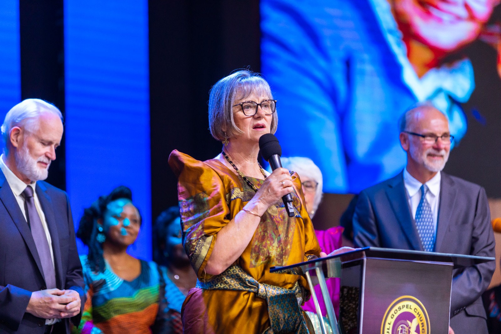 Hugh Layzell's daughter at the celebration service held at Makerere Full Gospel Church